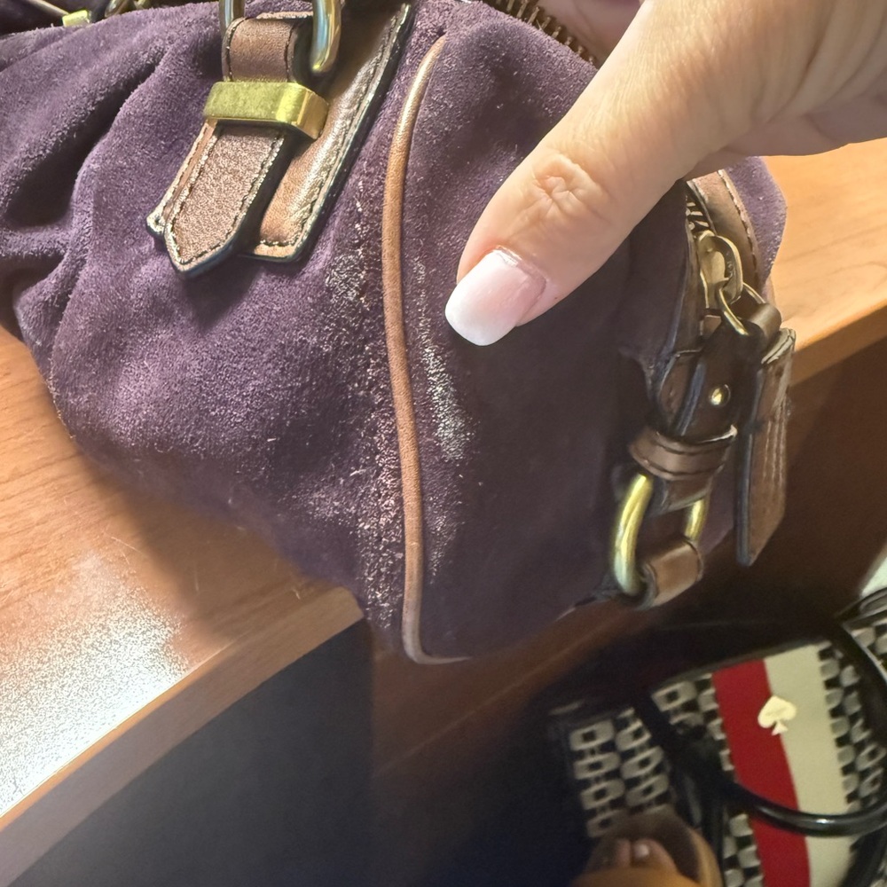 Banana Republic Plum Suede Shoulder Bag with Braided Handles - Picture 4 of 4